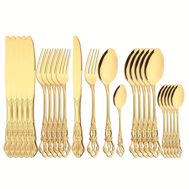 Gold Plated Cutlery - 4/24pcs Elegant and durable vintage crown