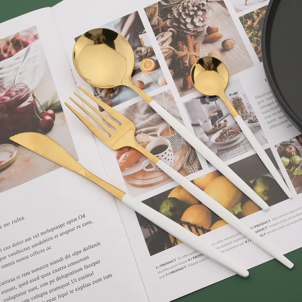 16/24/32/48Pcs Dinnerware Set  - Gold Plated Cutlery 리뷰 및 가격