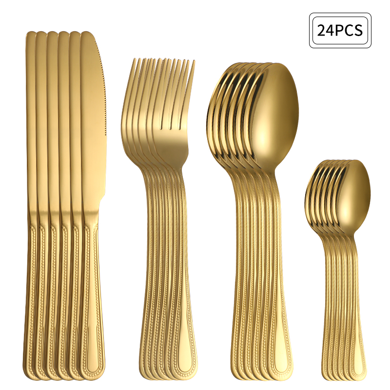 24pc Stainless steel gold cutl - Gold Plated Cutlery 리뷰 및 가격