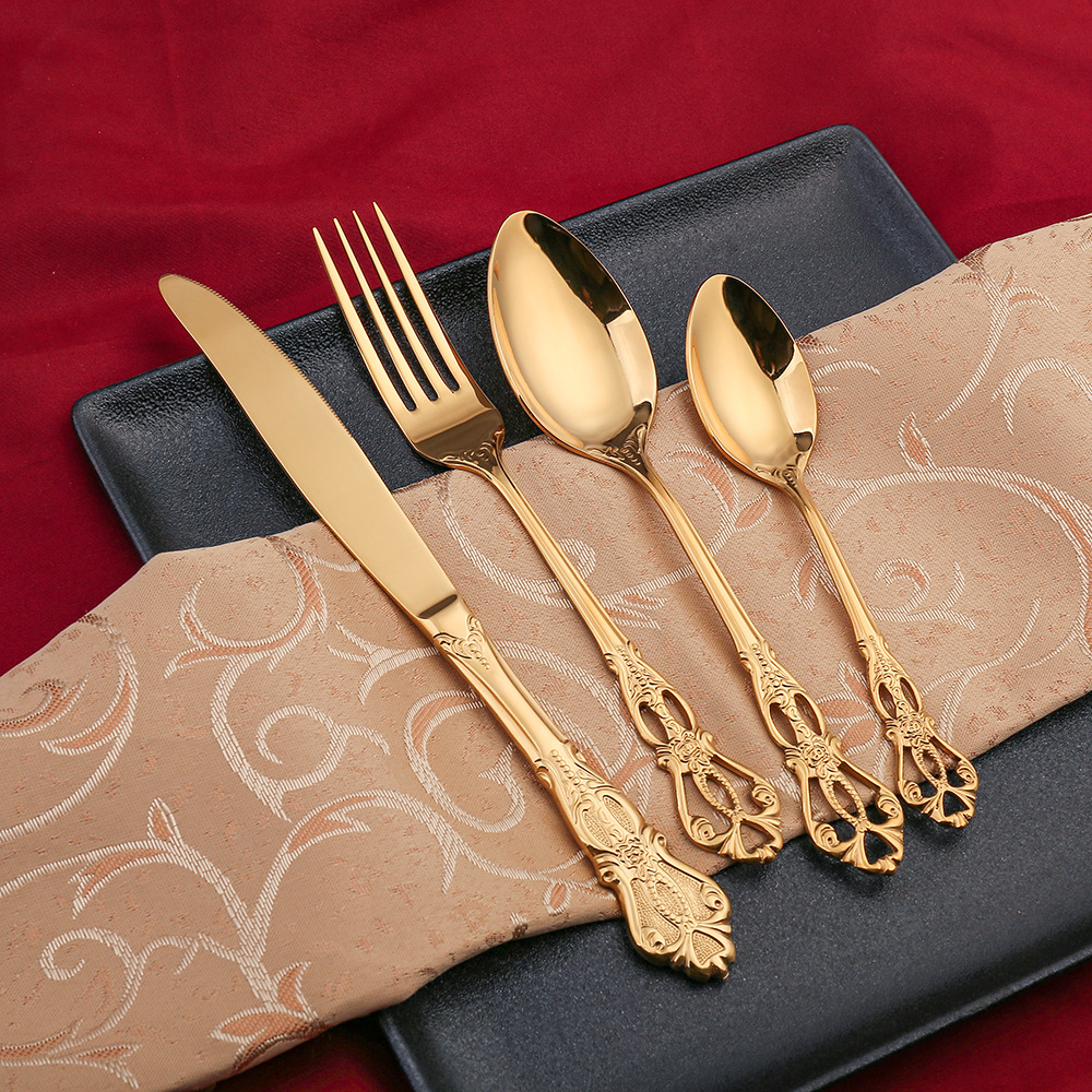 24pcs Cutlery Set Gold Dinnerw - Gold Plated Cutlery 리뷰 및 가격