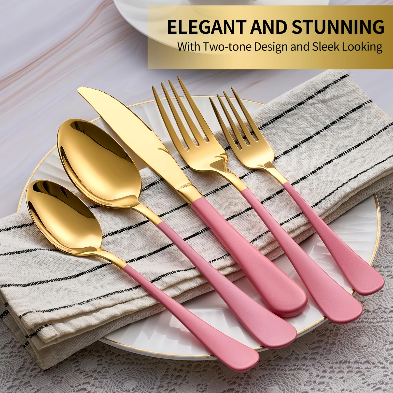 30 piece gold pink stainless s - Gold Plated Cutlery 리뷰 및 가격