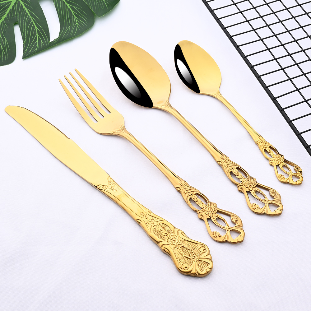 6/24Pcs Gold Luxury Dinnerware - Gold Plated Cutlery 리뷰 및 가격