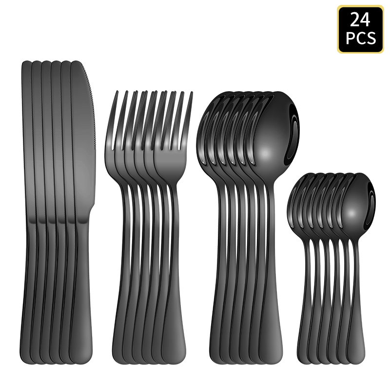 4/6/16/24pcs Black stainless s - Gold Plated Cutlery 리뷰 및 가격
