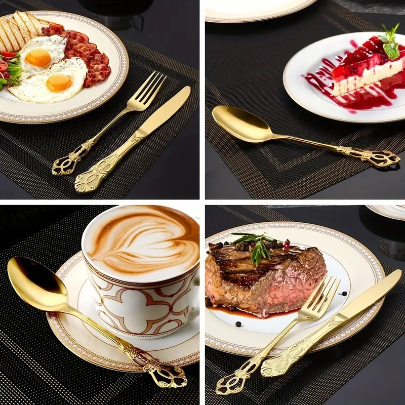 4/24pcs Elegant and durable vi - Gold Plated Cutlery 리뷰 및 가격