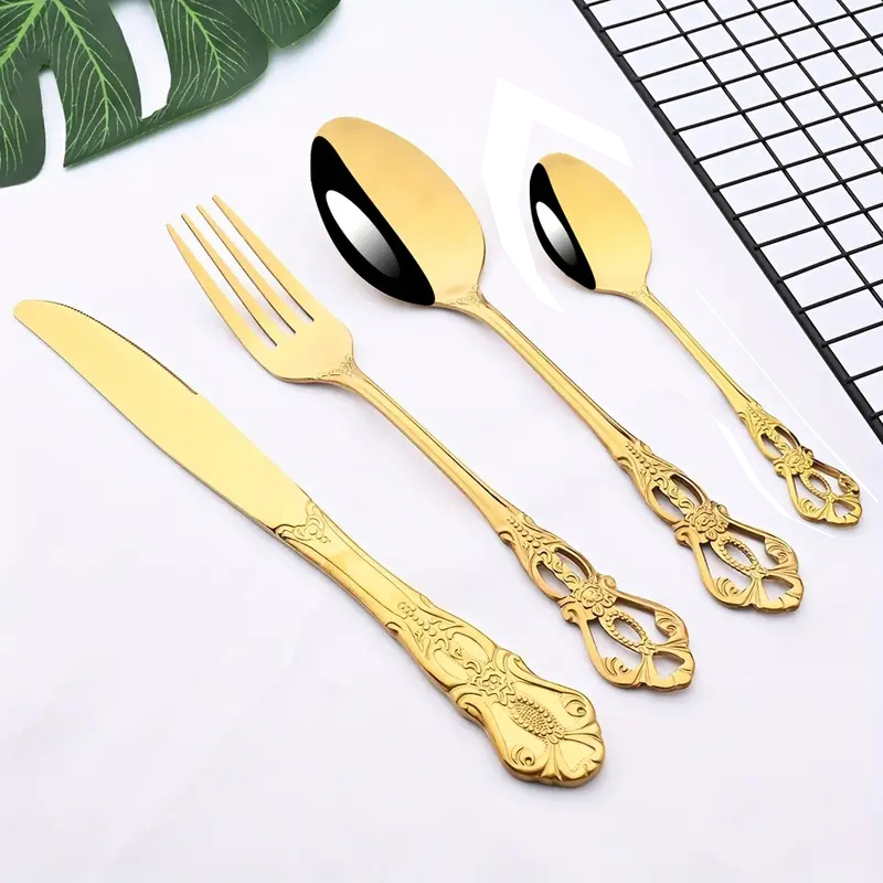 4/24pcs Elegant and durable vi - Gold Plated Cutlery 리뷰 및 가격