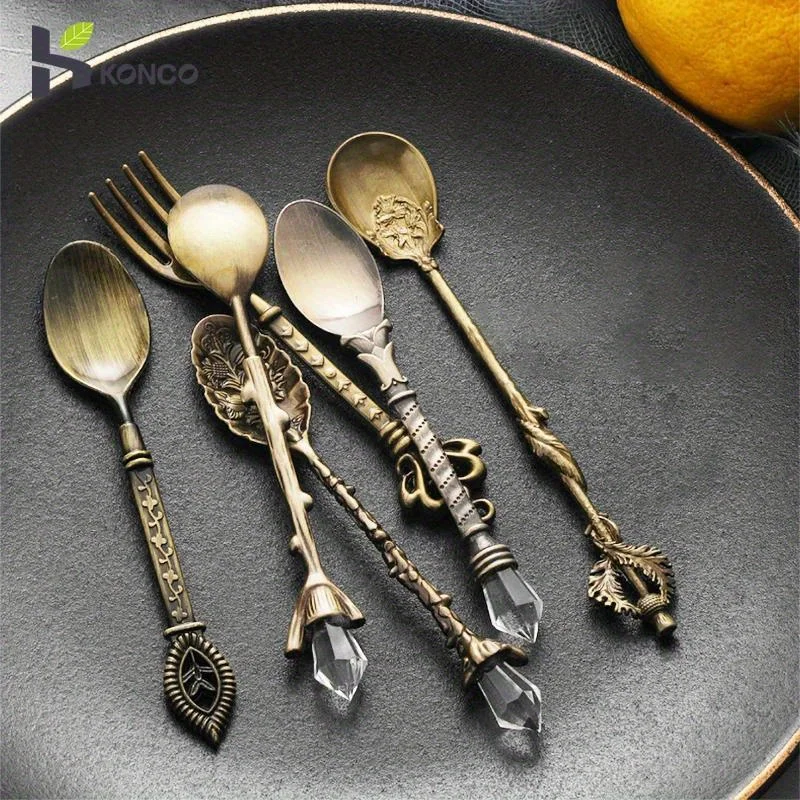 6pcs Vintage Spoons Fork Royal - Gold Plated Cutlery 리뷰 및 가격