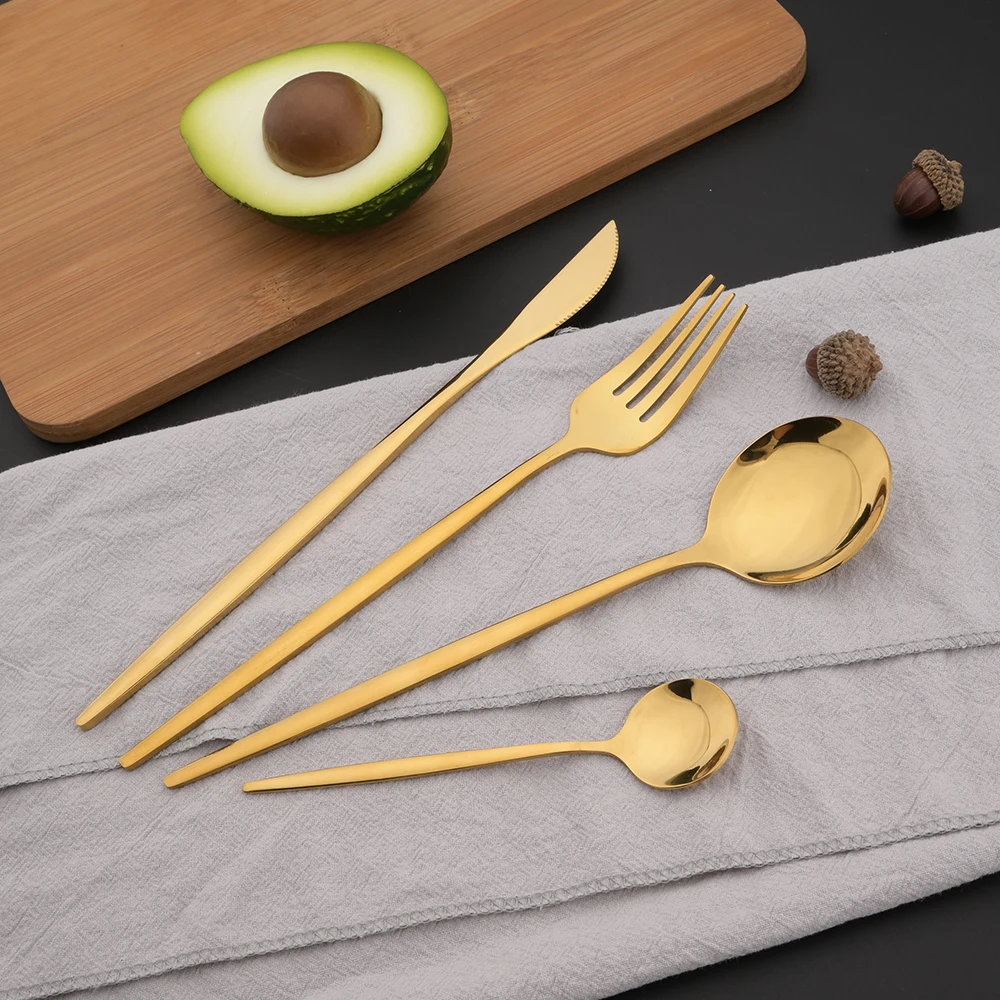 16Pcs Green Gold Dinnerware St - Gold Plated Cutlery 리뷰 및 가격