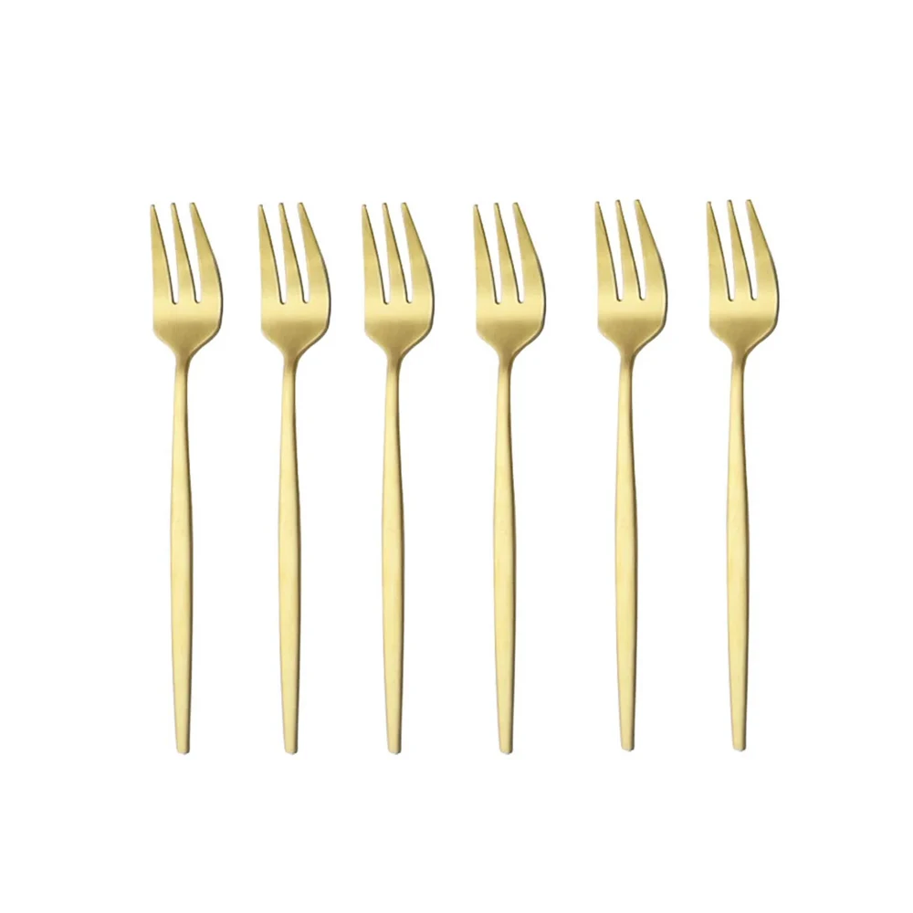 6Pcs Stainless Steel Matte Cak - Gold Plated Cutlery 리뷰 및 가격