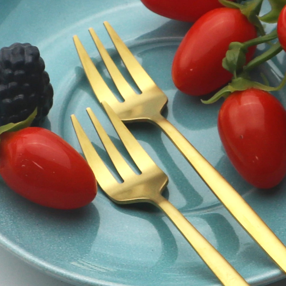 6Pcs Stainless Steel Matte Cak - Gold Plated Cutlery 리뷰 및 가격