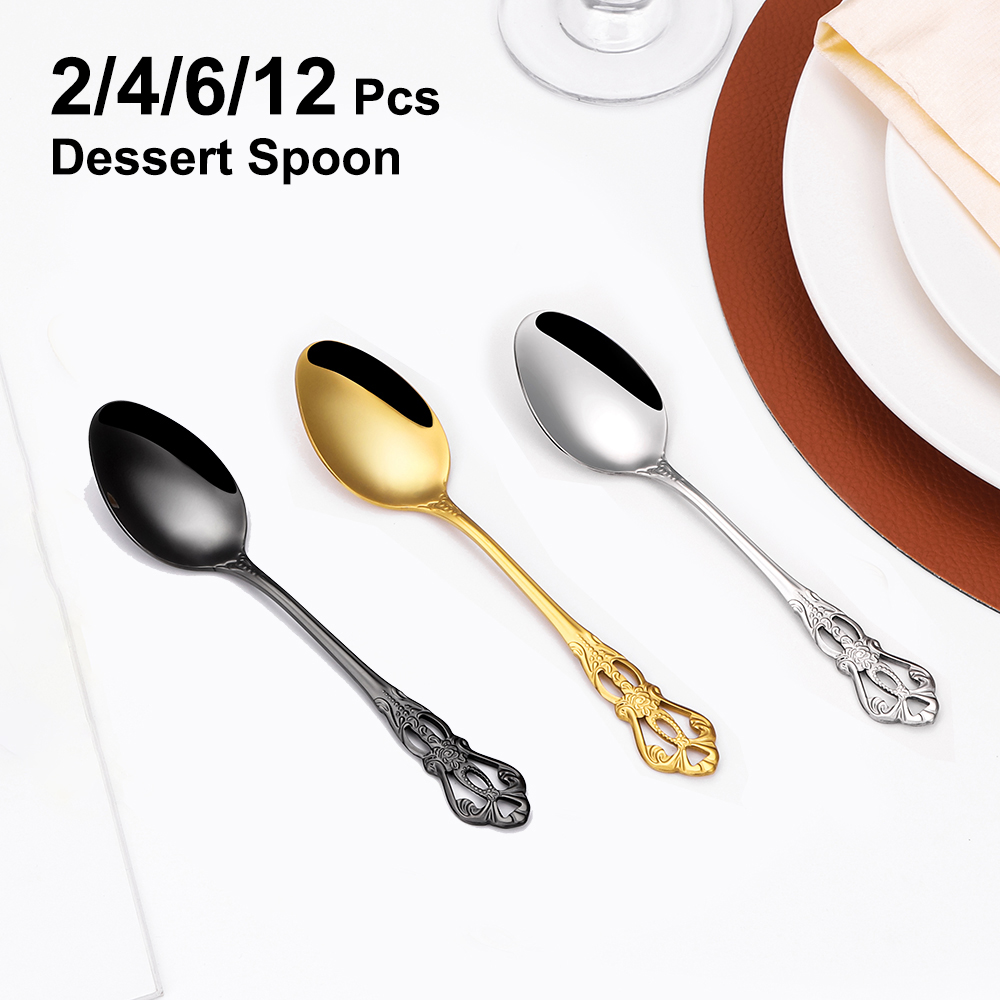 2/4/6/12pcs Gold Dessert Spoon - Gold Plated Cutlery 리뷰 및 가격